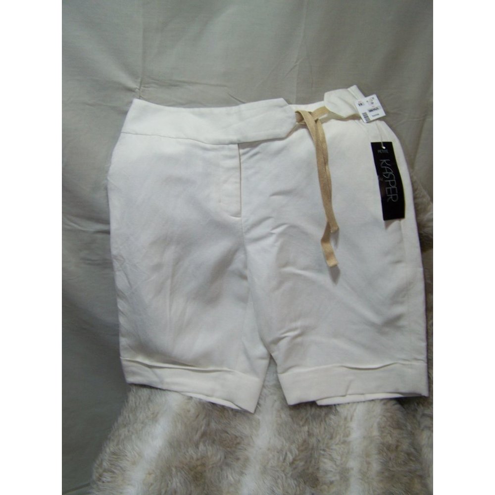 Kasper Bermuda Shorts Coastal Linen 6 Petite White NWT